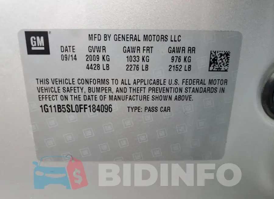 1G11B5SL0FF184096 Photo# 13
