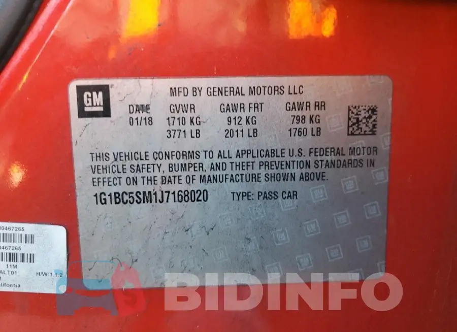 1G1BC5SM1J7168020 Photo# 13