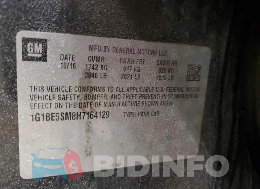 1G1BE5SM8H7164129 Photo# 12