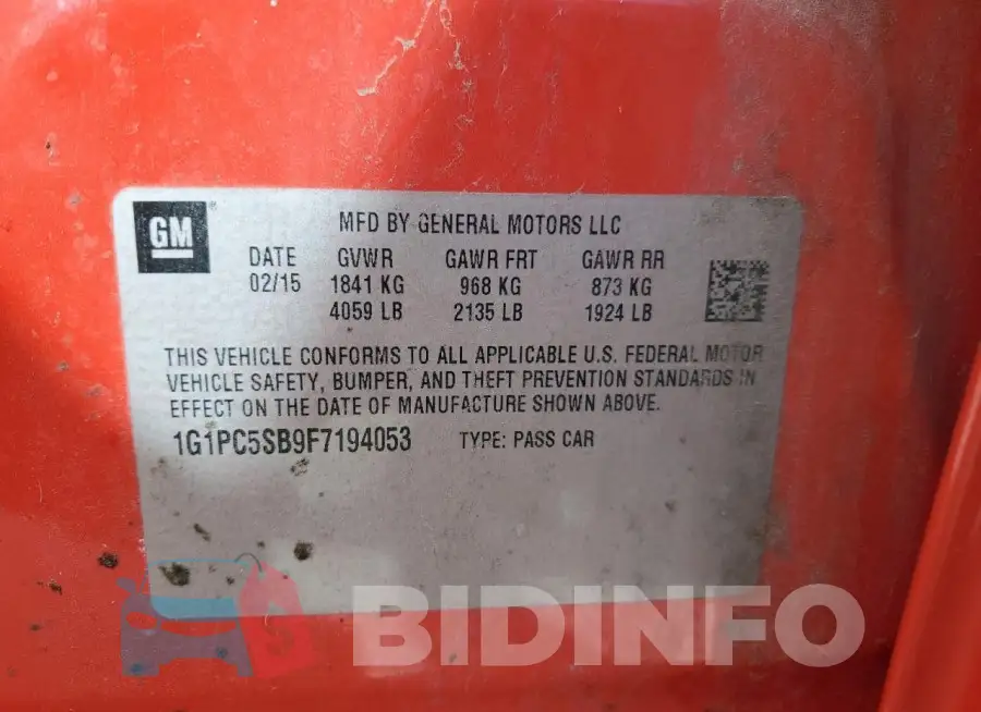 1G1PC5SB9F7194053 Photo# 13