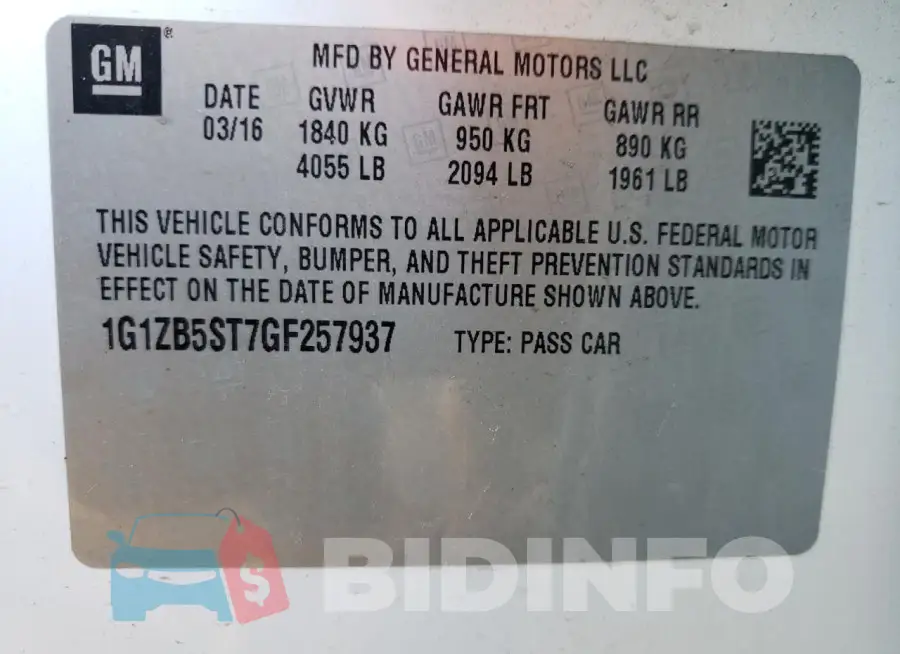 1G1ZB5ST7GF257937 Photo# 12