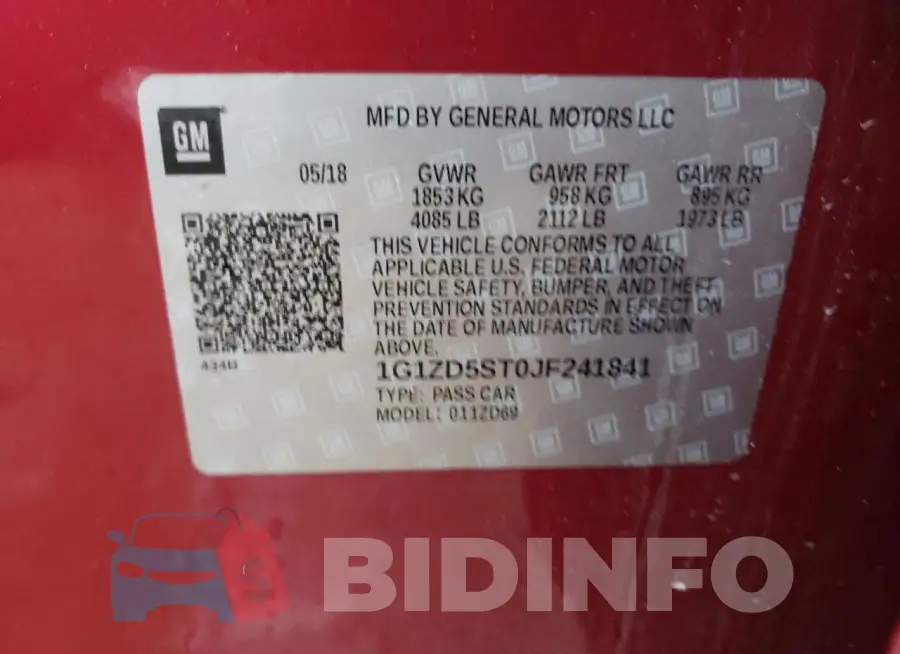 1G1ZD5ST0JF241841 Photo# 12
