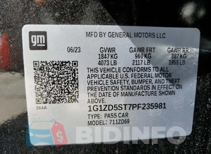 1G1ZD5ST7PF235981 Photo# 13