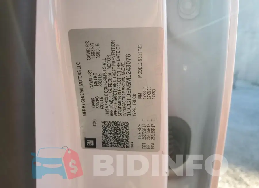 1GCGTDEN5M1243076 Photo# 12