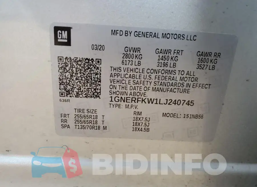 1GNERFKW1LJ240745 Photo# 13