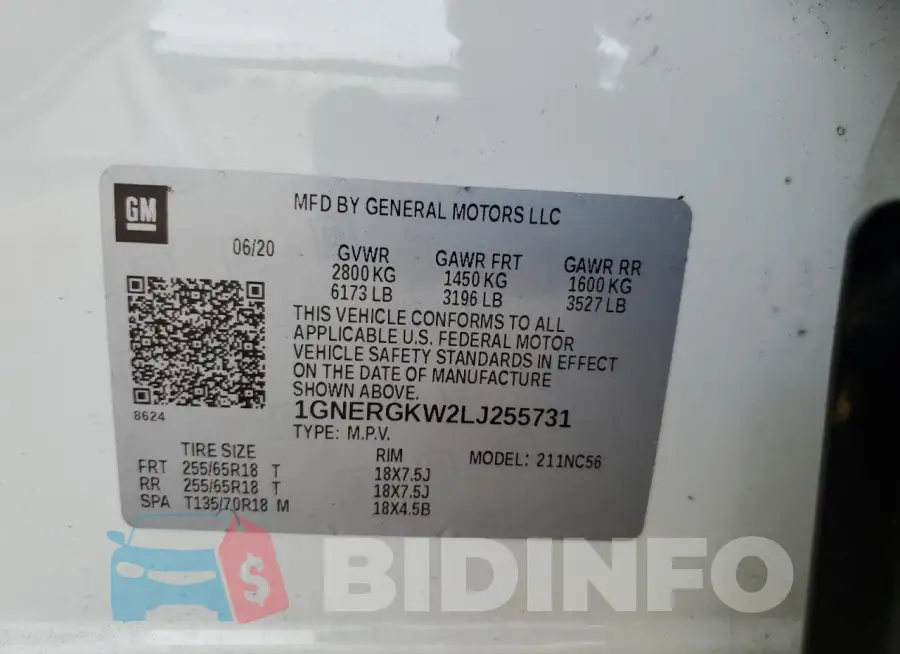 1GNERGKW2LJ255731 Photo# 13