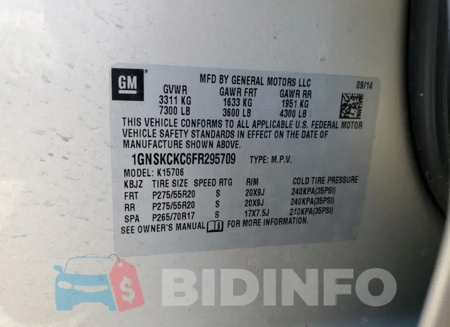 1GNSKCKC6FR295709 Photo# 13