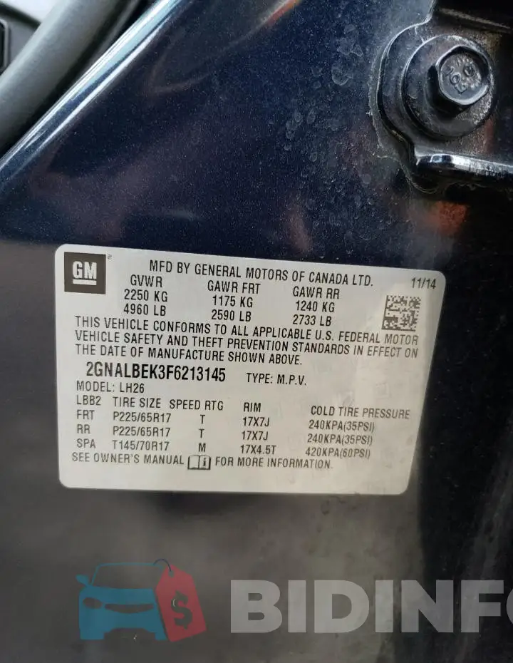 2GNALBEK3F6213145 Photo# 13