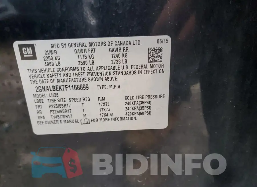 2GNALBEK7F1168899 Photo# 13