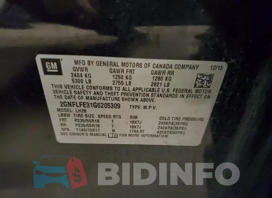 2GNFLFE31G6205309 Photo# 13