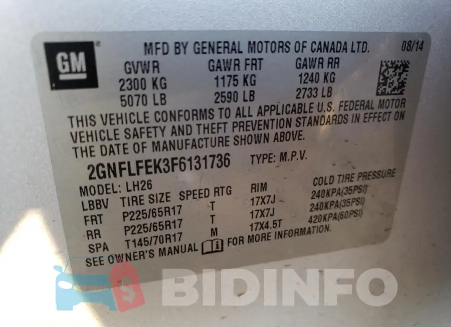 2GNFLFEK3F6131736 Photo# 12
