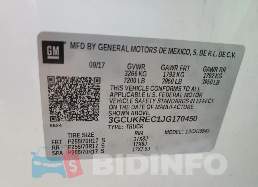 3GCUKREC1JG170450 Photo# 12