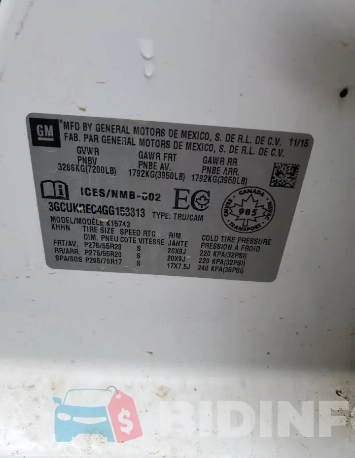 3GCUKREC4GG153313 Photo# 12