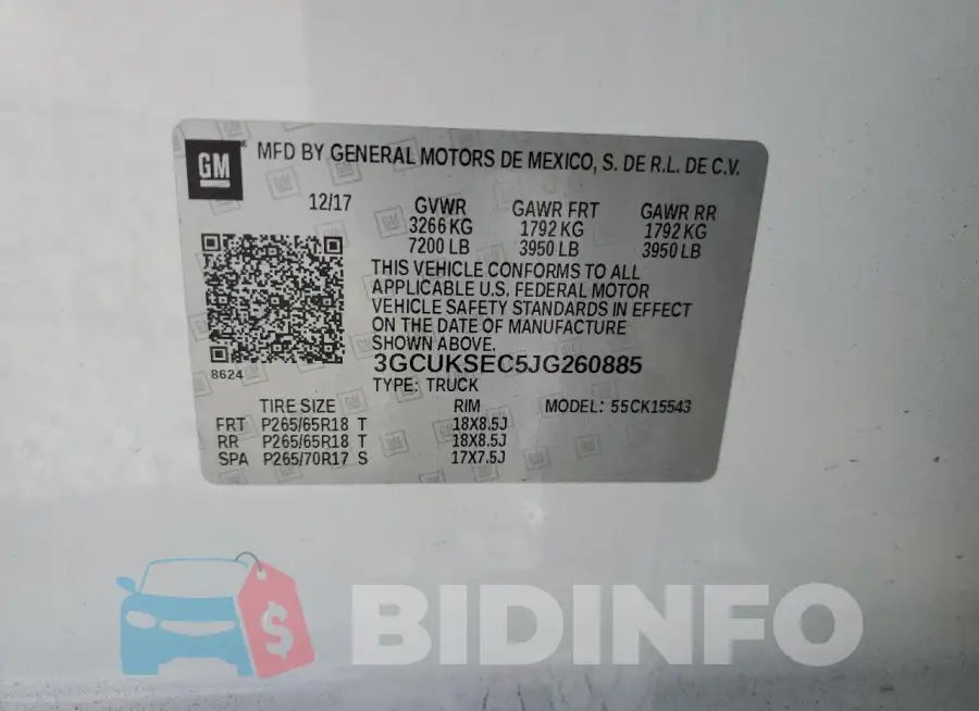3GCUKSEC5JG260885 Photo# 13