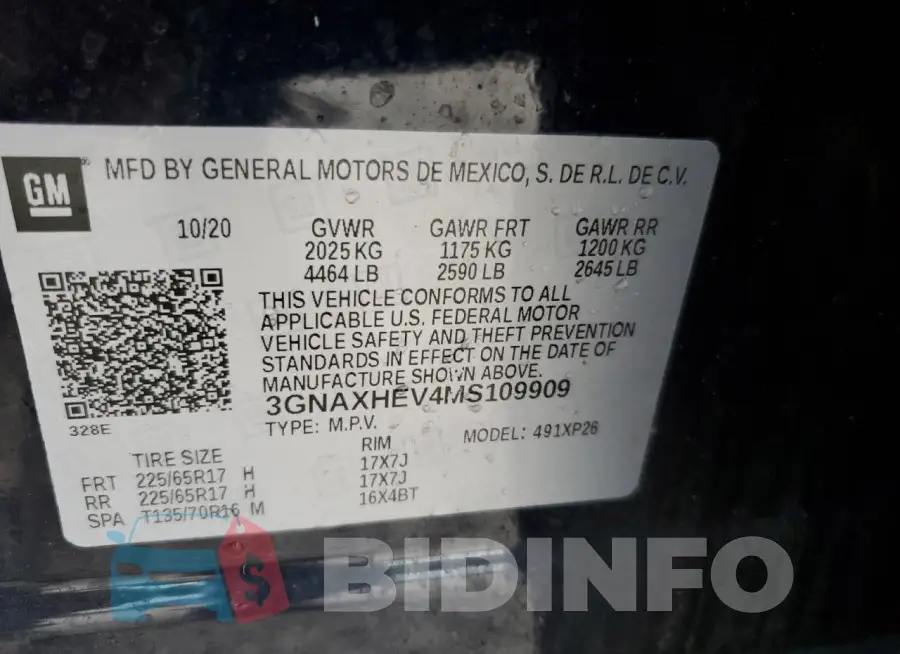 3GNAXHEV4MS109909 Photo# 13