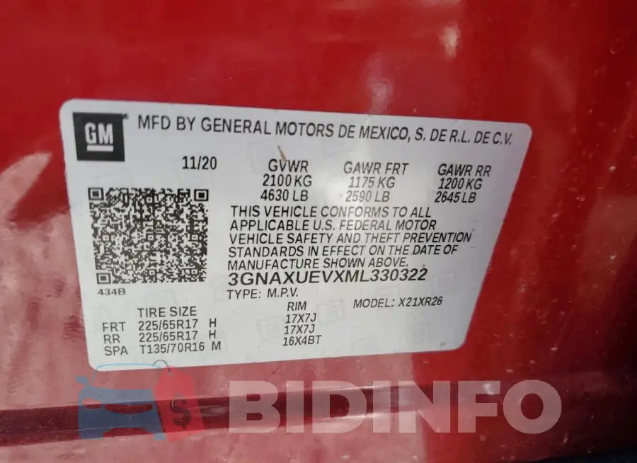 3GNAXUEVXML330322 Photo# 13