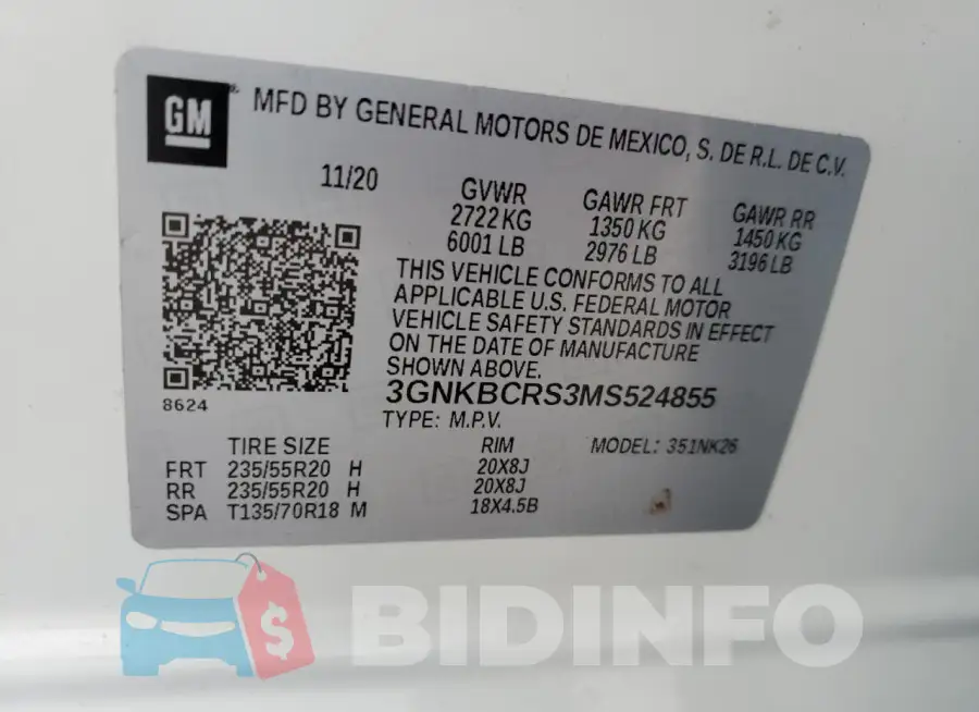3GNKBCRS3MS524855 Photo# 13