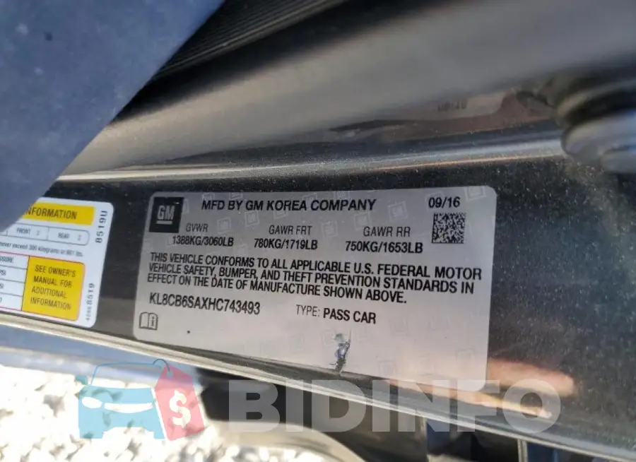 KL8CB6SAXHC743493 Photo# 12