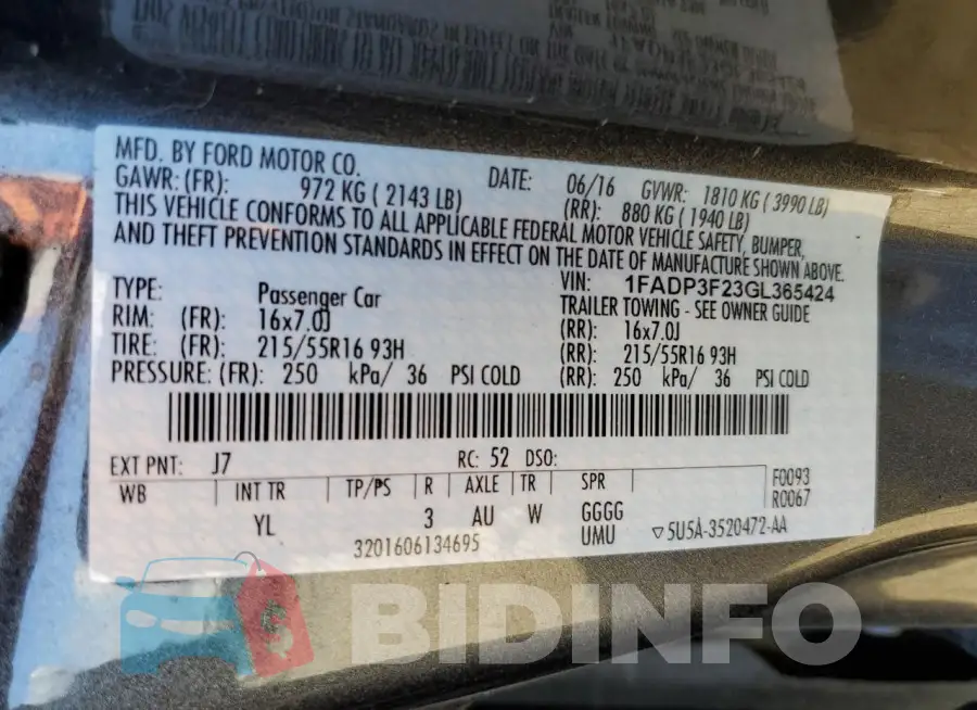 1FADP3F23GL365424 Photo# 13