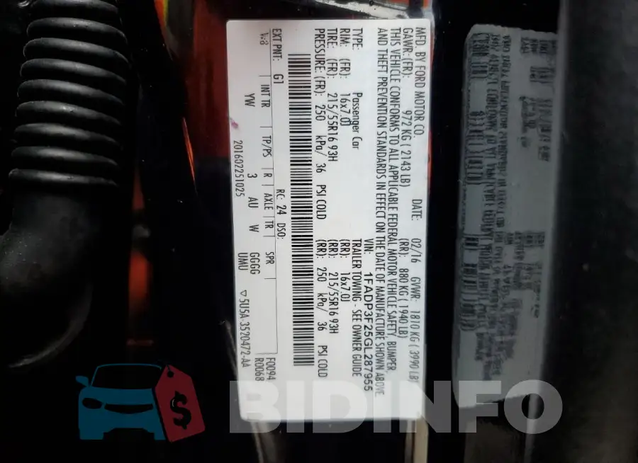 1FADP3F25GL287955 Photo# 13