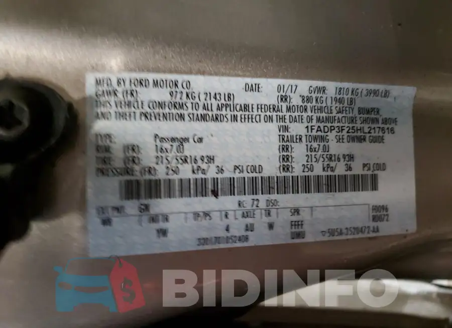 1FADP3F25HL217616 Photo# 13