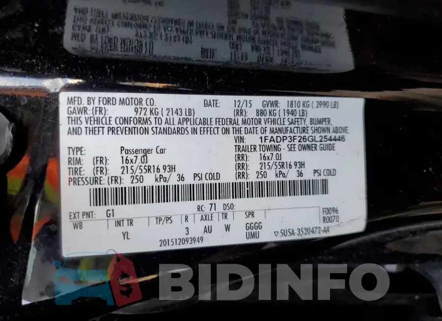1FADP3F26GL254446 Photo# 12
