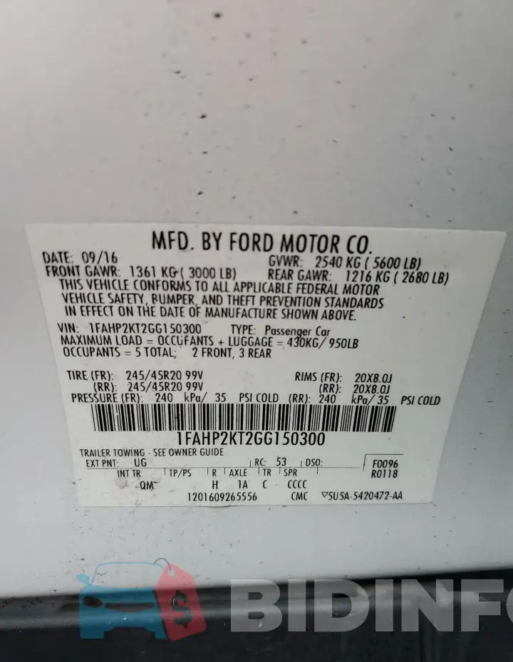 1FAHP2KT2GG150300 Photo# 12