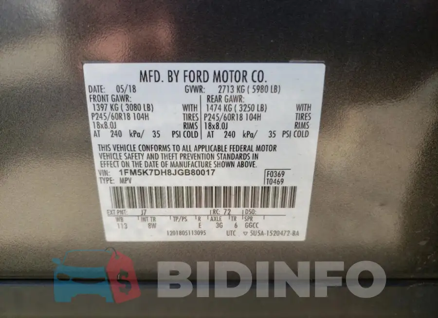 1FM5K7DH8JGB80017 Photo# 13