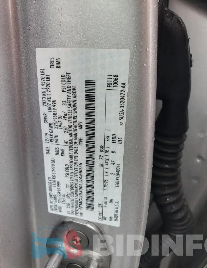 1FMCU9J90LUA59075 Photo# 12