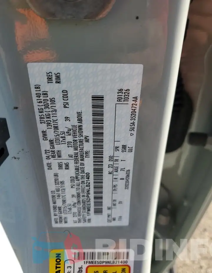 1FMEE5DP9NLB21400 Photo# 13