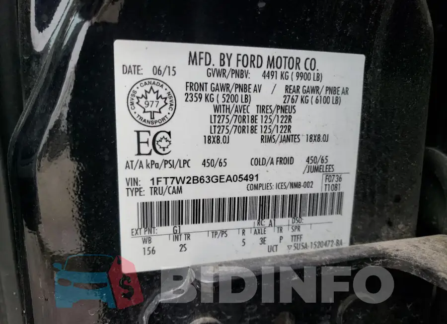 1FT7W2B63GEA05491 Photo# 13