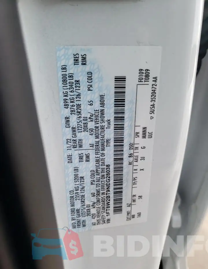 1FT8W2BT9NEG28038 Photo# 12