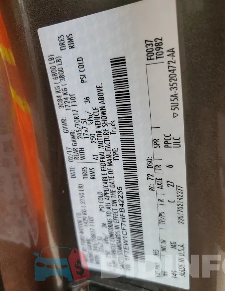 1FTEW1CF7HFB42235 Photo# 13