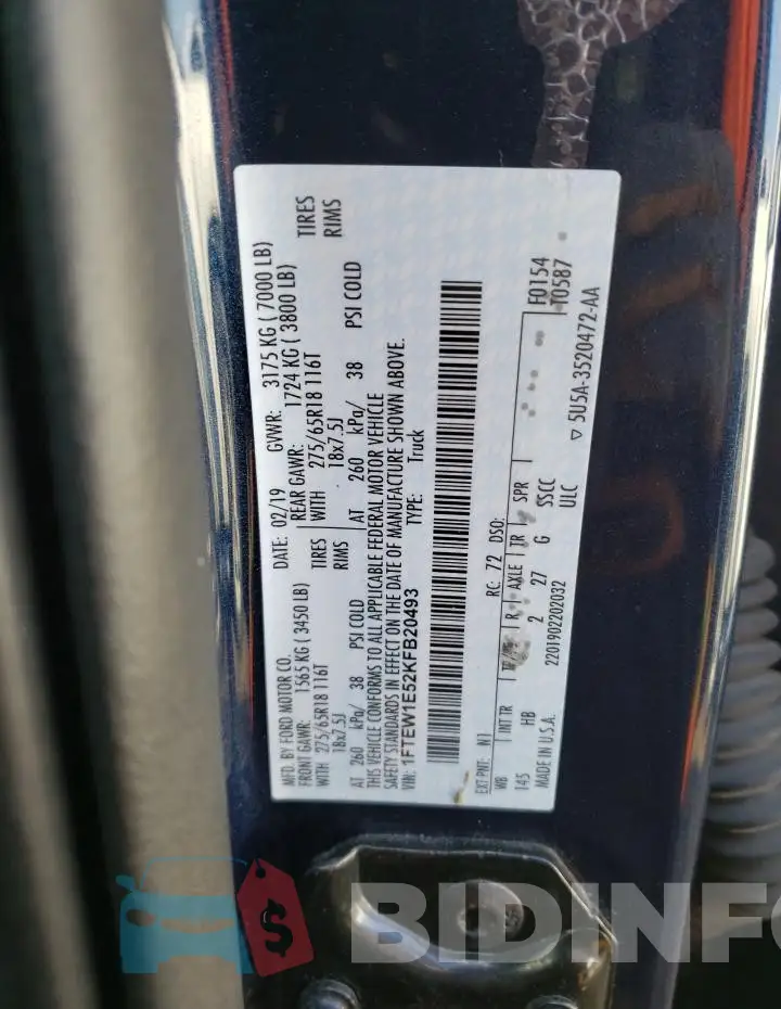 1FTEW1E52KFB20493 Photo# 13