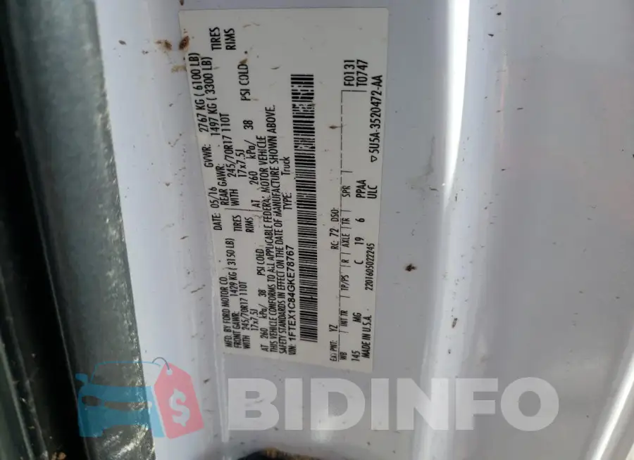 1FTEX1C84GKE78767 Photo# 12