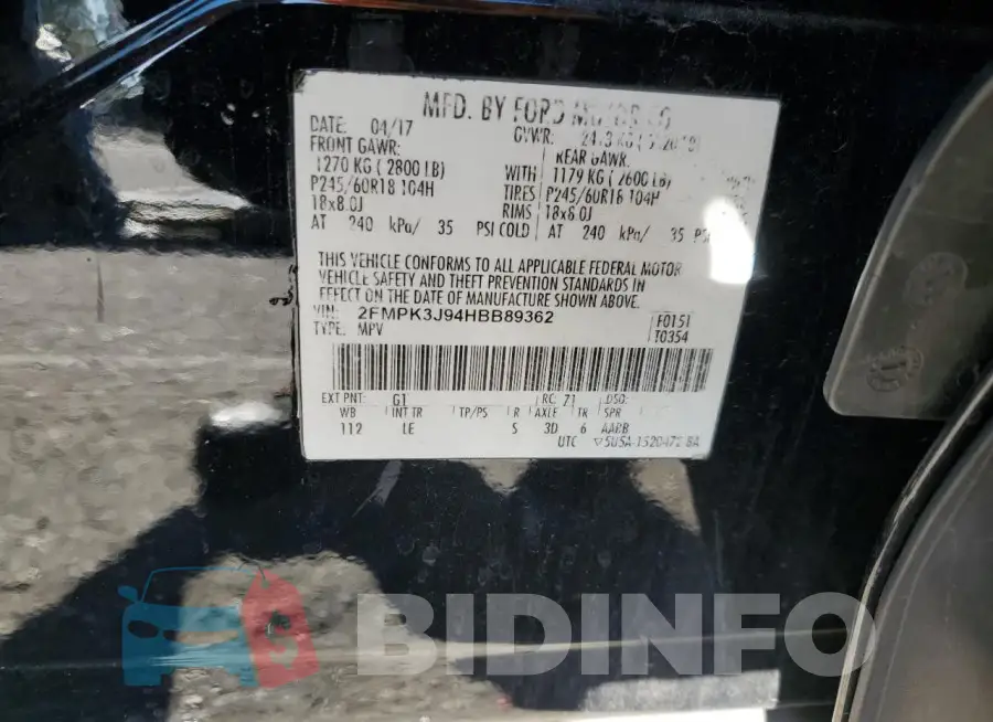 2FMPK3J94HBB89362 Photo# 14