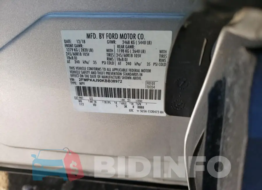2FMPK4J90KBB38972 Photo# 12