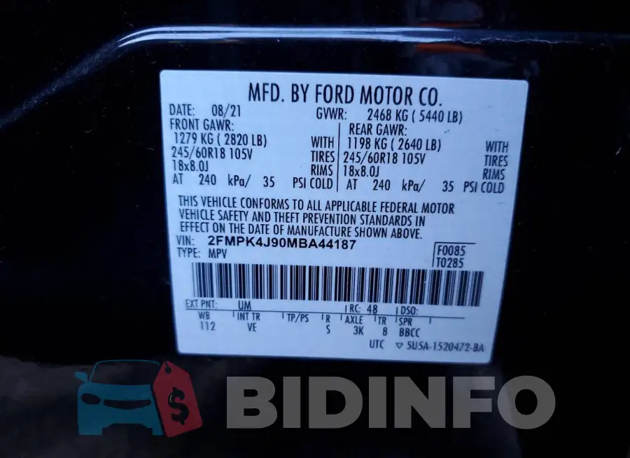 2FMPK4J90MBA44187 Photo# 12