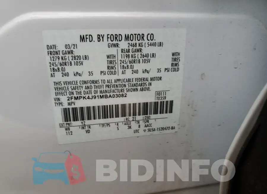 2FMPK4J91MBA03082 Photo# 12