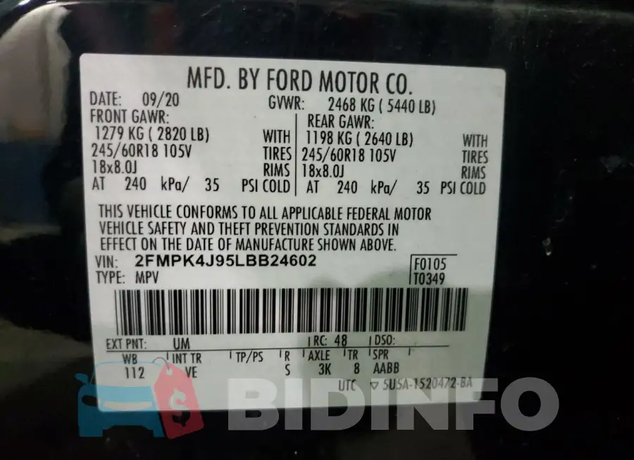 2FMPK4J95LBB24602 Photo# 14
