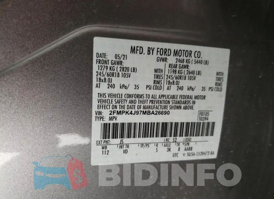 2FMPK4J97MBA26690 Photo# 13