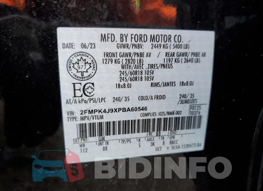 2FMPK4J9XPBA60546 Photo# 14