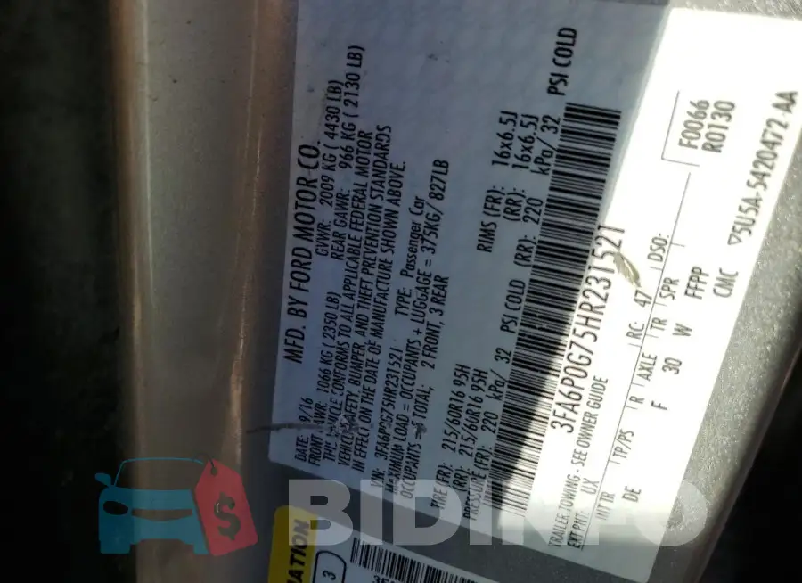 3FA6P0G75HR231521 Photo# 12