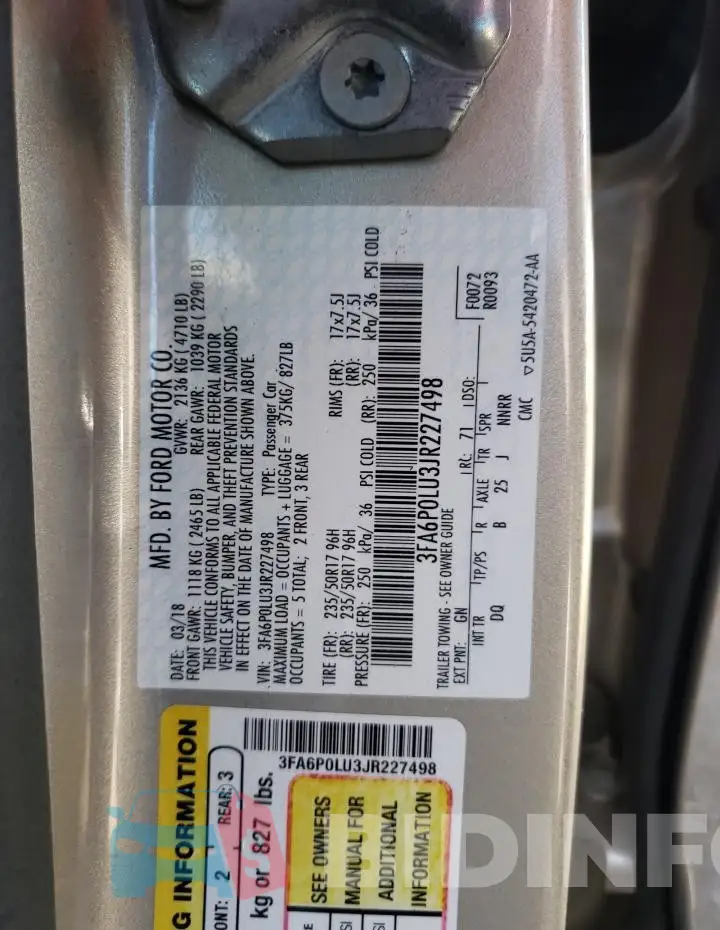 3FA6P0LU3JR227498 Photo# 12