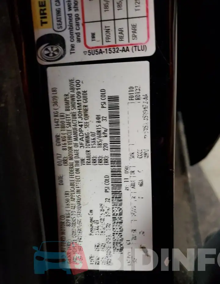 3FADP4TJ0HM109100 Photo# 12