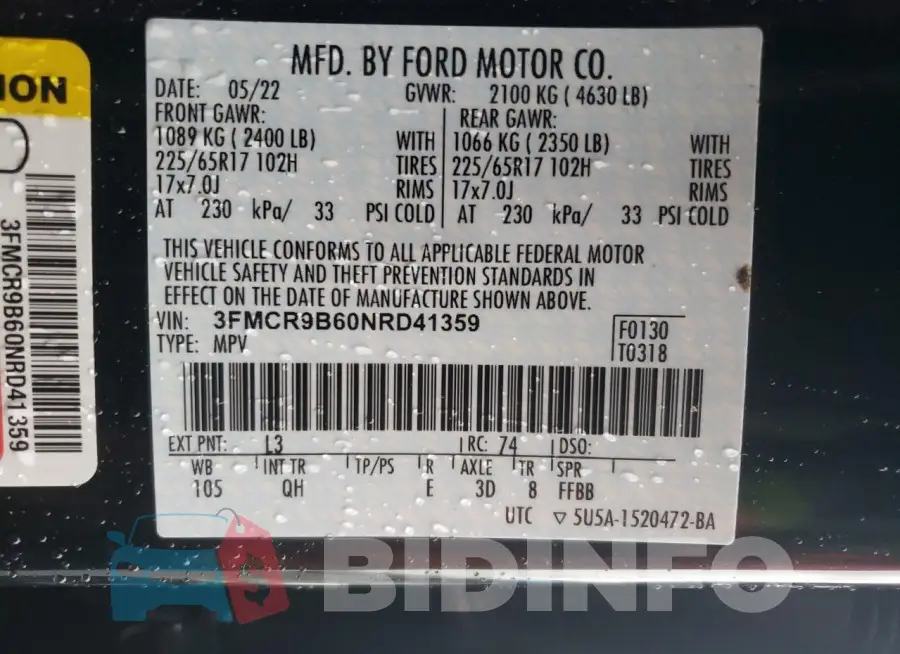 3FMCR9B60NRD41359 Photo# 13