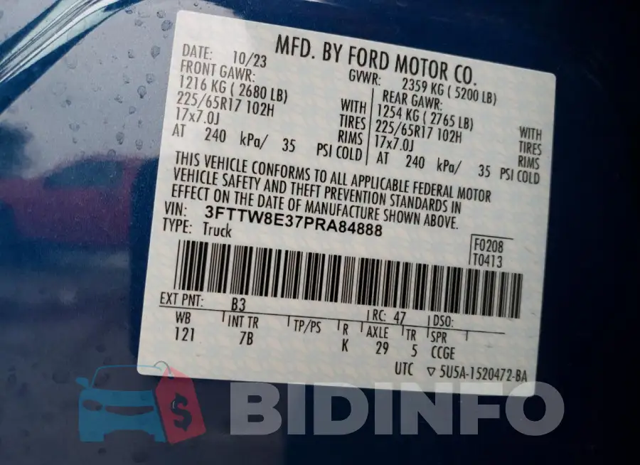 3FTTW8E37PRA84888 Photo# 12