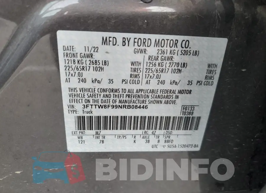 3FTTW8F99NRB08446 Photo# 12