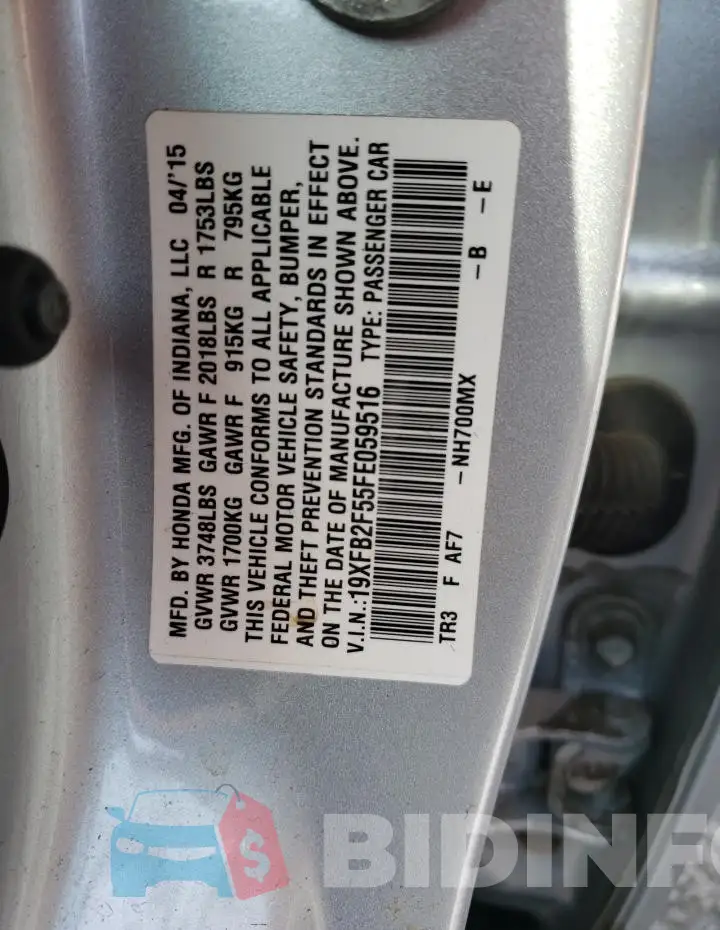 19XFB2F55FE059516 Photo# 12