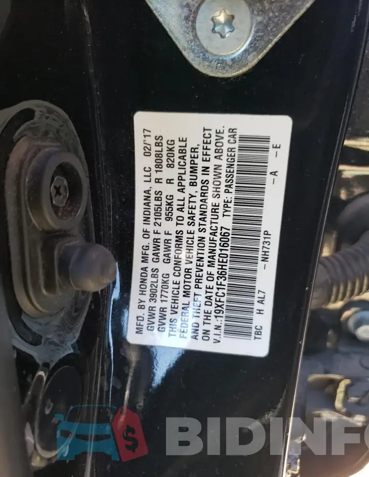 19XFC1F36HE016067 Photo# 12